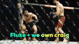 Two Men Fighting In A Cage With The Words Fluke + We Own Craig GIF