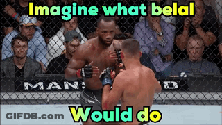 Two Men Fighting In A Cage With The Words Imagine What Belal Would Do GIF