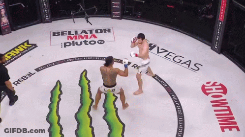 Two Men Fighting In A Ring With Monster Energy Drink Ad GIF