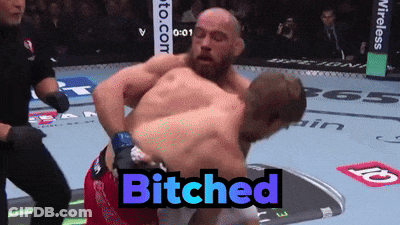 Two Men Fighting In Boxing Match Saying Bitched GIF