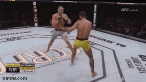 Two Men Fighting In Boxing Ring GIF