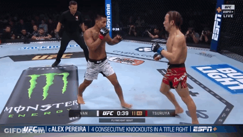 Two Men Fighting In Boxing Ring GIF