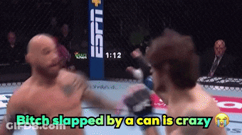 Two Men Fighting In Boxing Ring Bitch Slapped By A Can Is Crazy GIF