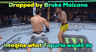Two Men Fighting In Boxing Ring Dropped By Broke Moicano Imagine What Topuria Would Do GIF