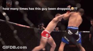 Two Men Fighting In Boxing Ring How Many Times Has This Guy Been Dropped GIF