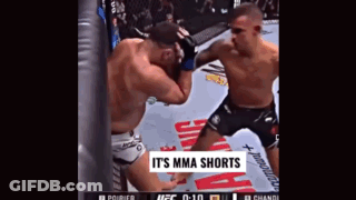 Two Men Fighting In Boxing Ring It's MMA Shorts GIF