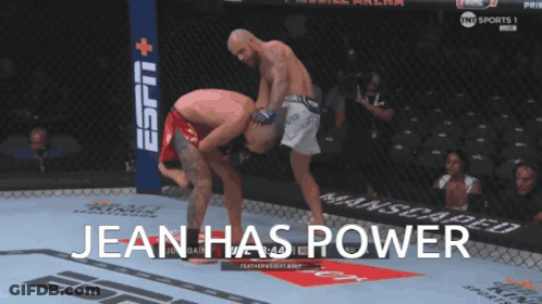 Two Men Fighting In Boxing Ring Jean Has Power GIF