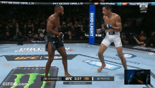 Two Men Fighting In Boxing Ring GIF