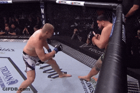 Two Men Fighting In Boxing Ring GIF