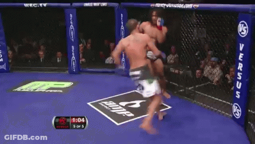 Two Men Fighting In Boxing Ring GIF
