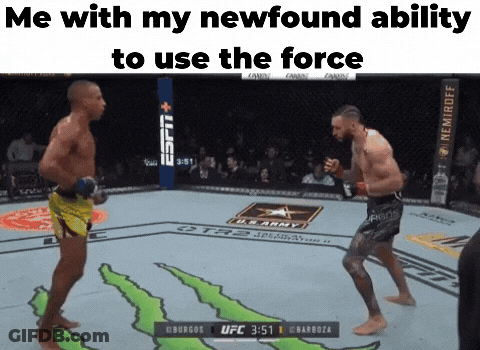 Two Men Fighting In Boxing Ring Saying Me With My Newfound Ability To Use The Force GIF