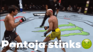 Two Men Fighting In Boxing Ring Saying Pantoja Stinks GIF