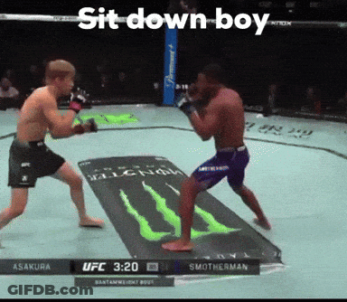 Two Men Fighting In Boxing Ring Sit Down Boy GIF