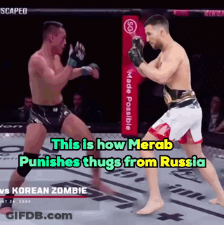 Two Men Fighting In Boxing Ring This Is How Merab Punishes Thugs From Russia GIF