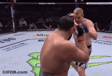 Two Men Fighting In Boxing Ring GIF