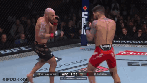 Two Men Fighting In Boxing Ring UFC 1:33 Background GIF