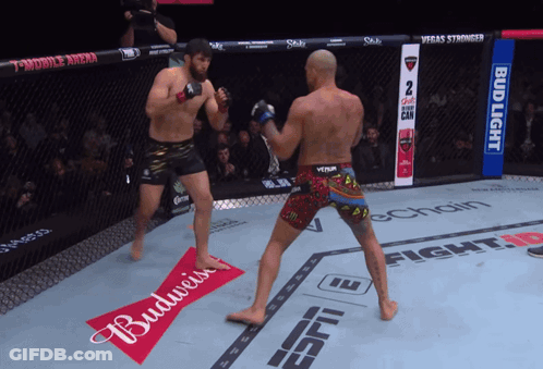 Two Men Fighting In Boxing Ring GIF