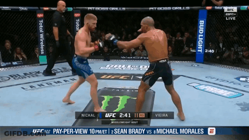Two Men Fighting In Boxing Ring With Bud Light Ads GIF