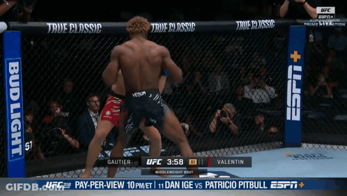 Two Men Fighting In Boxing Ring With Bud Light Banner GIF