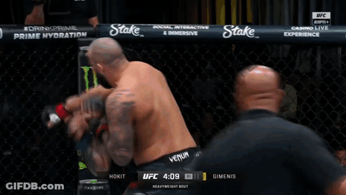 Two Men Fighting In Boxing Ring With Budweiser And Easypost Ads GIF