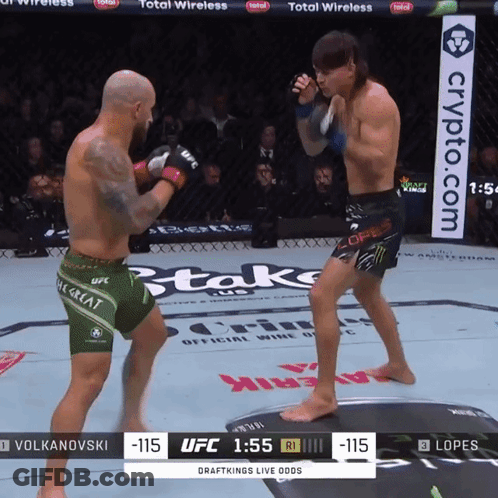Two Men Fighting In Boxing Ring With Crypto.com Banner GIF
