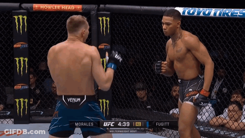 Two Men Fighting In Boxing Ring With Toyo Tires Ad GIF