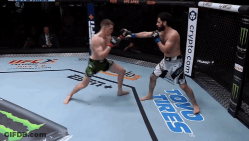 Two Men Fighting In Boxing Ring With Toyo Tires Banner GIF