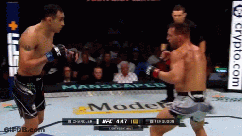 Two Men Fighting In Boxing Ring With UFC Logo GIF