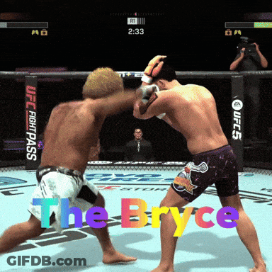 Two Men Fighting In Boxing Ring With Words The Bryce GIF