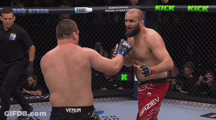 Two Men Fighting In Cage One Wearing Venum Shorts GIF