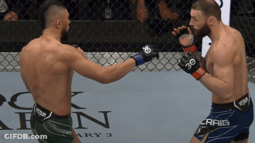 Two Men Fighting In Cage One Wearing Venum Shorts GIF