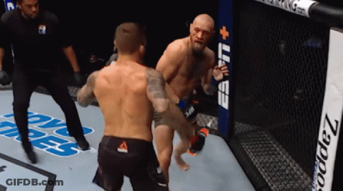 Two Men Fighting In Cage Saying East GIF