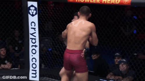 Two Men Fighting In Cage With Crypto.com Sign GIF