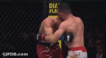 Two Men Fighting In Cage With Dial # Law Sign GIF
