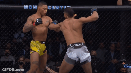 Two Men Fighting In Cage With Honda Center Sign GIF