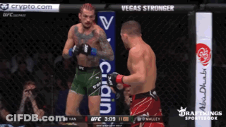 Two Men Fighting In Cage With Vegas Stronger GIF