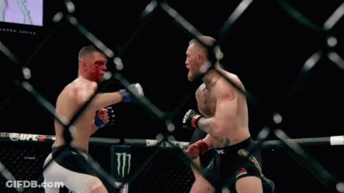 Two Men Fighting In Cage GIF