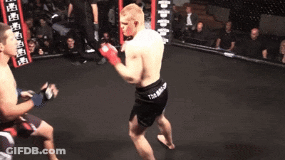 Two Men Fighting In Ring With Bible Sign GIF