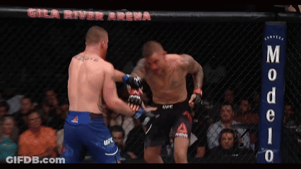 Two Men Fighting In Ring With Modelo Sign GIF