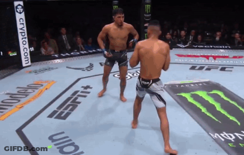 Two Men Fighting In Ring With Monster Energy Ad GIF