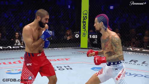 Two Men Fighting In Ring With Superfile Sign GIF