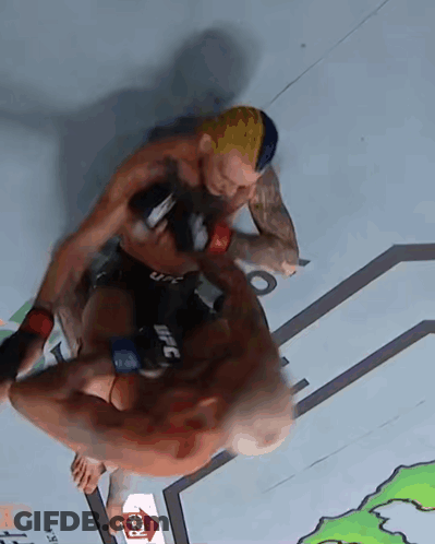 Two Men Fighting In Ring With UFC Sign GIF