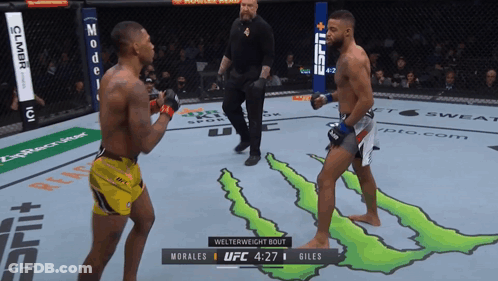 Two Men Fighting In UFC Match Score Morales 1 Giles 0 GIF