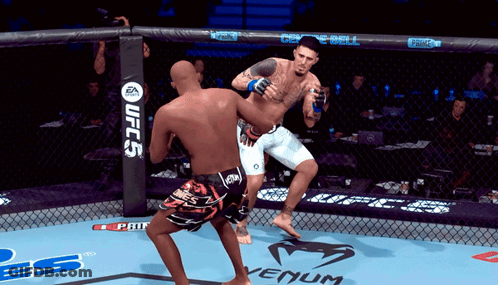Two Men Fighting In UFC Ring GIF