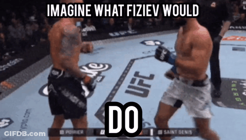 Two Men Fighting In UFC Ring Imagine What Fiziev Would Do GIF