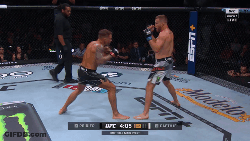 Two Men Fighting In UFC Ring Poirier GIF