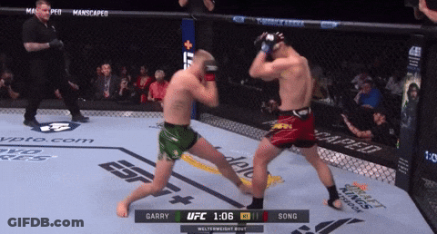 Two Men Fighting In UFC Ring Scoreboard Garry 1 To 1 GIF
