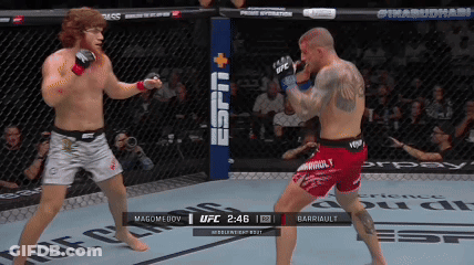 Two Men Fighting In UFC Ring With ESPN Logo GIF