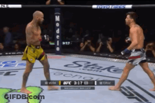 Two Men Fighting In UFC Ring With Monster Energy Logo GIF