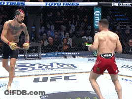 Two Men Fighting In UFC Ring With Toyo Tires Banner GIF